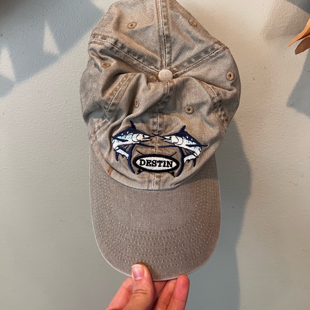 Beige Embroidered Destin Cap